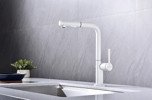 Смеситель для кухни Paulmark NEO белый матовый Ne214419-WH Смеситель для кухни Paulmark NEO белый матовый Ne214419-WH