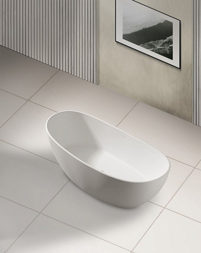 Ванна отдельностоящая ABBER AS9615-1.6 163x85 универсальная, белая матовая, искусственный камень Ванна отдельностоящая ABBER AS9615-1.6 163x85 универсальная, белая матовая, искусственный камень