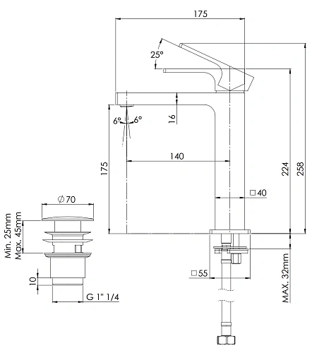 Смеситель для раковины Remer Absolute AU10ACCBG, золото брашированное Смеситель для раковины Remer Absolute AU10ACCBG, золото брашированное