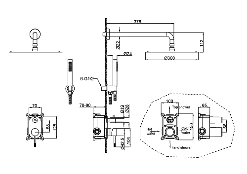 Душевая система Boheme Uno 464-BRB Brushed Bronze Душевая система Boheme Uno 464-BRB Brushed Bronze