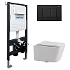 Комплект унитаза ABBER Rechteck AC1201 белый с инсталляцией AC0105 и кнопкой AC0120MB черный матовый AC1201-AC0105-AC0120MB