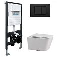 Комплект унитаза ABBER Rechteck AC1201 белый с инсталляцией AC0105 и кнопкой AC0120MB черный матовый AC1201-AC0105-AC0120MB Комплект унитаза ABBER Rechteck AC1201 белый с инсталляцией AC0105 и кнопкой AC0120MB черный матовый AC1201-AC0105-AC0120MB