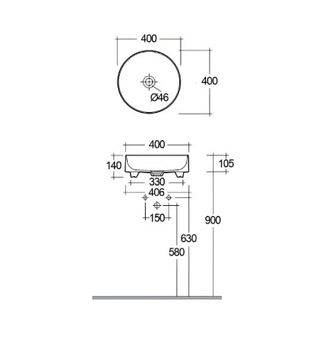 Раковина Kludi RESA R 58CW1053 Раковина Kludi RESA R 58CW1053