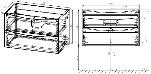 Тумба под раковину Vincea Mia 800 подвесная, 2 выкатных ящика soft close, G.White VMC-2MA800GW Тумба под раковину Vincea Mia 800 подвесная, 2 выкатных ящика soft close, G.White VMC-2MA800GW
