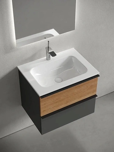 Тумба под раковину Sancos Delta DL60GR 590х445х500 дуб красный/графит, подвесная Тумба под раковину Sancos Delta DL60GR 590х445х500 дуб красный/графит, подвесная