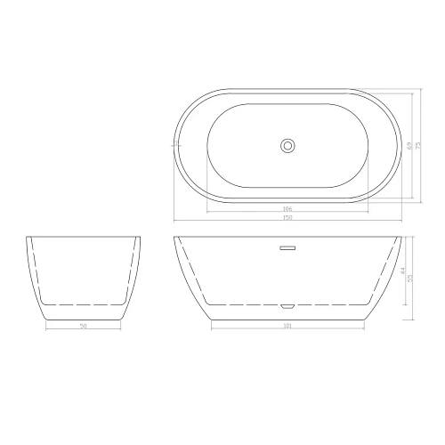Ванна отдельностоящая Ceruttispa d'ISEO150 CT9902 1500x750x560 акриловая, белая, со сливом-переливом Ванна отдельностоящая Ceruttispa d'ISEO150 CT9902 1500x750x560 акриловая, белая, со сливом-переливом