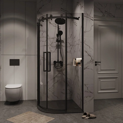 Душевой уголок GROSSMAN Classic 301.K33.04.1010.21.00 (100x100x195) полукруг,раздвиж,черн.мат,стекло прозрачн Душевой уголок GROSSMAN Classic 301.K33.04.1010.21.00 (100x100x195) полукруг,раздвиж,черн.мат,стекло прозрачн