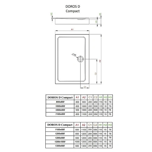 Душевой поддон Radaway Doros D Compact SDRD1290-05 120x90 Душевой поддон Radaway Doros D Compact SDRD1290-05 120x90