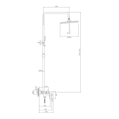 Душевая система Raglo R31.24.09, графит Душевая система Raglo R31.24.09, графит