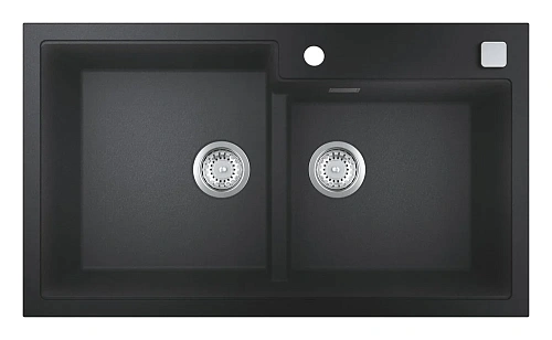 Кухонная мойка GROHE K500 с 2 чашами, 860 x 500 мм, черный гранит (31649AP0) Кухонная мойка GROHE K500 с 2 чашами, 860 x 500 мм, черный гранит (31649AP0)