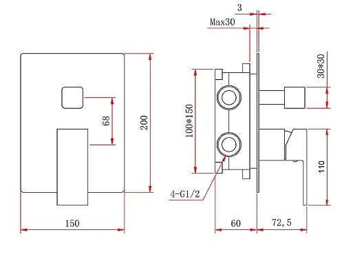 Душевая система BERGES VENTAS 3S, хром 073005 Душевая система BERGES VENTAS 3S, хром 073005