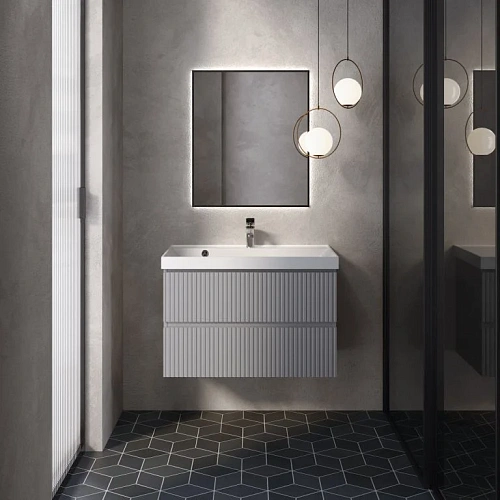 Тумба под раковину AQUAme AQM900180GM S1 подвесная 80 см серый Тумба под раковину AQUAme AQM900180GM S1 подвесная 80 см серый