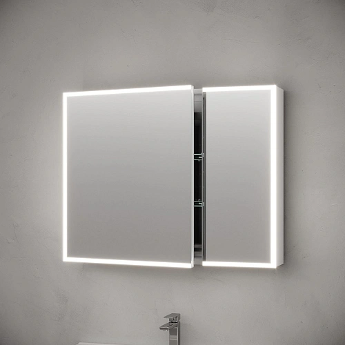 Зеркальный шкаф Sancos Evoke SC8090 900x700х136 мм из алюминия с LED подсветкой Зеркальный шкаф Sancos Evoke SC8090 900x700х136 мм из алюминия с LED подсветкой