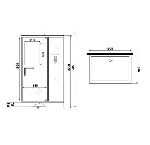 Душевая кабина Niagara Standart ST100/80/15Q/BK (100х80х200) прямоугольник, поддон 15см, распашная, проф.белый, без крыши Душевая кабина Niagara Standart ST100/80/15Q/BK (100х80х200) прямоугольник, поддон 15см, распашная, проф.белый, без крыши