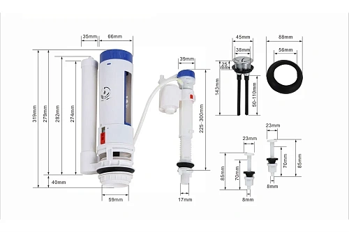 Арматура для бачка Orange C01-004cr для унитаза, 2 режима Арматура для бачка Orange C01-004cr для унитаза, 2 режима