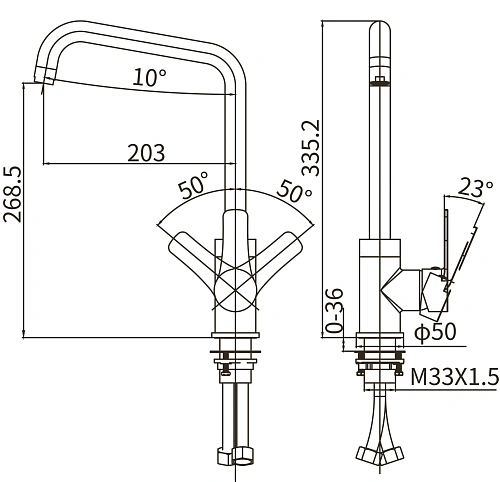 Смеситель для кухни ARROW AG4501, хром Смеситель для кухни ARROW AG4501, хром