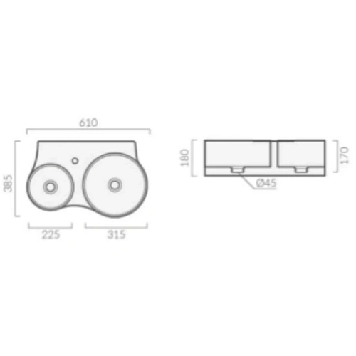 Раковина Ceruttispa Double NAPOLI СT9706 610х385х180 двойная накладная Раковина Ceruttispa Double NAPOLI СT9706 610х385х180 двойная накладная