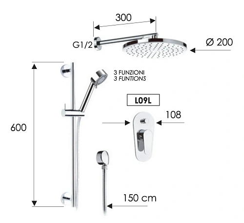 Душевая система Remer Class Line L09S01 Душевая система Remer Class Line L09S01