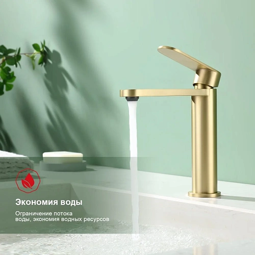 Смеситель для раковины Raglo R10.10.03, сатин золотой Смеситель для раковины Raglo R10.10.03, сатин золотой