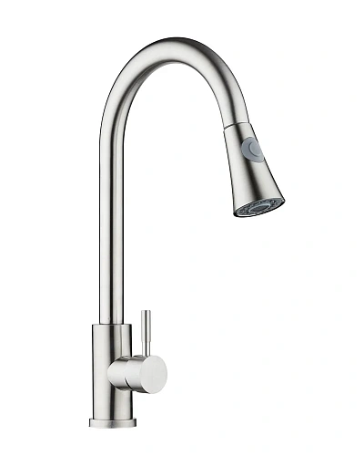 Смеситель для кухни Orange Steel M99-120st с вытяжным изивом, сталь Смеситель для кухни Orange Steel M99-120st с вытяжным изивом, сталь