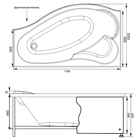 Экран для ванны фронтальный Aquanet Palma 170 L черная 00176039 Экран для ванны фронтальный Aquanet Palma 170 L черная 00176039