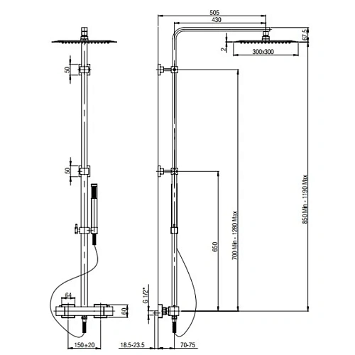 Душевая система Paini Dax-Dax-R 84CR689THSQ6P1 Душевая система Paini Dax-Dax-R 84CR689THSQ6P1