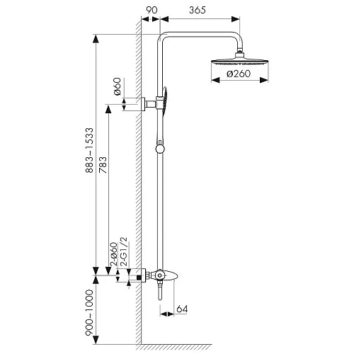 Душевая система Kaiser Plane с термостатом 07182 Душевая система Kaiser Plane с термостатом 07182