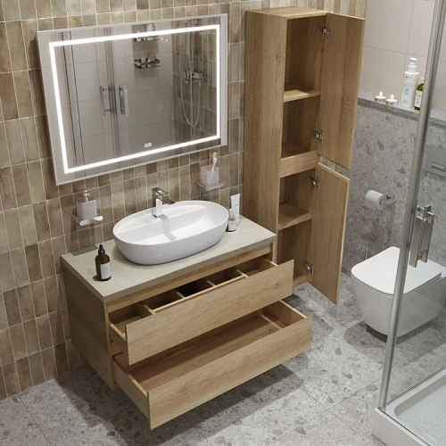Тумба со столешницей и раковиной BelBagno KRAFT 100 kraft100rnn-kepmco-1346-set подвесная KRAFT100RNN-KEPMCO-1346-SET Тумба со столешницей и раковиной BelBagno KRAFT 100 kraft100rnn-kepmco-1346-set подвесная KRAFT100RNN-KEPMCO-1346-SET