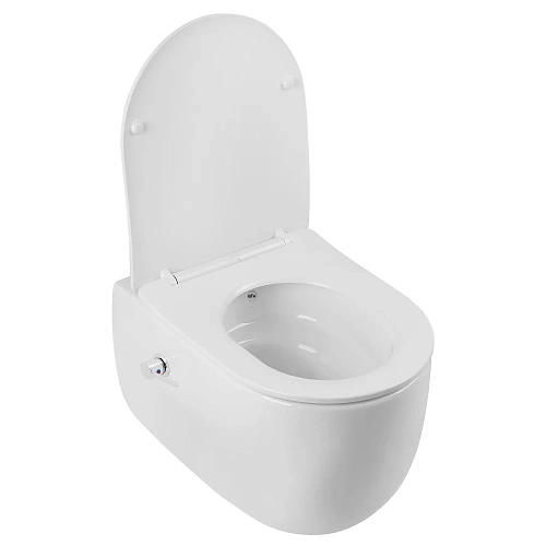 Унитаз подвесной ABBER Bequem AC1104TNS белый, безободковый, с фунцией биде, смыв торнадо Унитаз подвесной ABBER Bequem AC1104TNS белый, безободковый, с фунцией биде, смыв торнадо