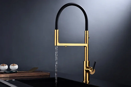 Смеситель для кухни Paulmark Tornado брашированное золото To213402-BG Смеситель для кухни Paulmark Tornado брашированное золото To213402-BG