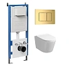 Комплект инсталляции GROSSMAN 900.K31.01.000 с клавишей смыва 700.K31.04.30M.30M золото и унитазом GROSSMAN GR-4477S арт.97.4477S.04.30M
