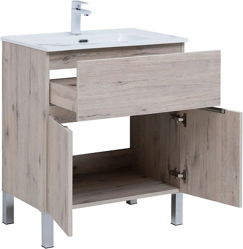Тумба под раковину Aquanet Алвита New 70 1 ящик, 2 дверцы, дуб веллингтон белый 00303902 Тумба под раковину Aquanet Алвита New 70 1 ящик, 2 дверцы, дуб веллингтон белый 00303902