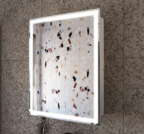 Зеркальный шкаф STWORKI Эстерсунд 60 с подсветкой, сенсорное, прямоугольное, белое, в современном ст 554158 Зеркальный шкаф STWORKI Эстерсунд 60 с подсветкой, сенсорное, прямоугольное, белое, в современном ст 554158