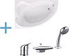 Картинка анонса товара «акриловая ванна aquanet mayorca 150x100 l (каркас + смеситель aquanet practic 2 af111-63b) 00204008 + 00161967 + 00216780»