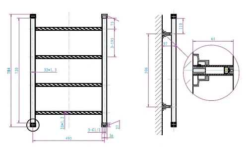 Полотенцесушитель водяной Boheme Chromo 707 Полотенцесушитель водяной Boheme Chromo 707