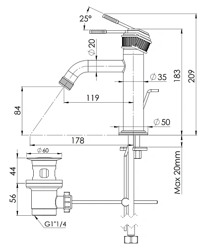 Смеситель для раковины Remer Atelier AL10 Смеситель для раковины Remer Atelier AL10