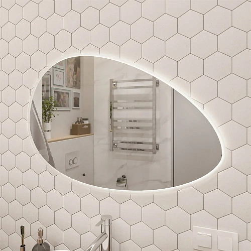 Зеркало STWORKI Скаген 92 с подсветкой, белое, инфракрасное управление, овальное 551011 Зеркало STWORKI Скаген 92 с подсветкой, белое, инфракрасное управление, овальное 551011