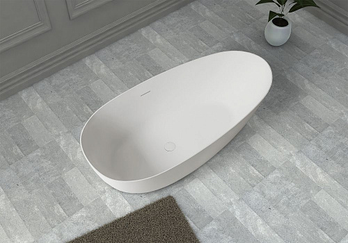 Ванна отдельностоящая ABBER AS9611-1.6 160x75 универсальная, белая матовая, искусственный камень Ванна отдельностоящая ABBER AS9611-1.6 160x75 универсальная, белая матовая, искусственный камень