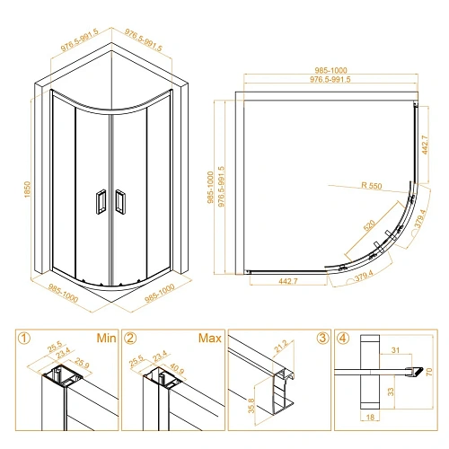 Душевой уголок RGW CL-54B 1000x1000 мм 32095400-14 черный Easy Clean Душевой уголок RGW CL-54B 1000x1000 мм 32095400-14 черный Easy Clean