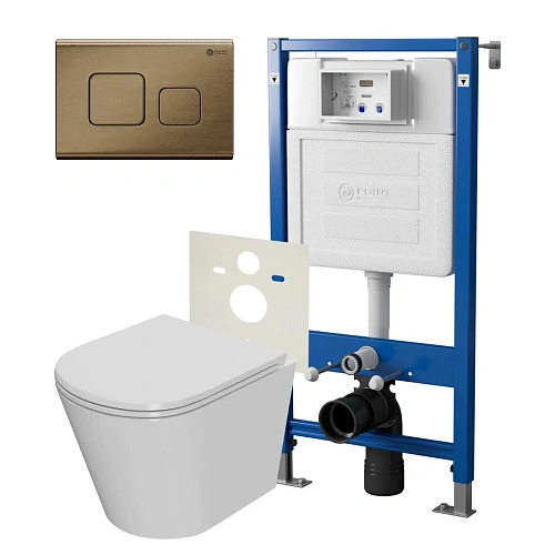 Комплект инсталляции Point Элемент PN45120 с клавишей смыва Афина, бронза брашированная, PN44041BB и унитазом Виктория с сиденьем микролифт PN41061 Комплект инсталляции Point Элемент PN45120 с клавишей смыва Афина, бронза брашированная, PN44041BB и унитазом Виктория с сиденьем микролифт PN41061