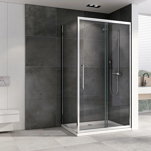 Душевой уголок ABBER Schwarzer Diamant AG30140H-S70 140x70 см универсальный, профиль хром, стекло прозрачное Душевой уголок ABBER Schwarzer Diamant AG30140H-S70 140x70 см универсальный, профиль хром, стекло прозрачное