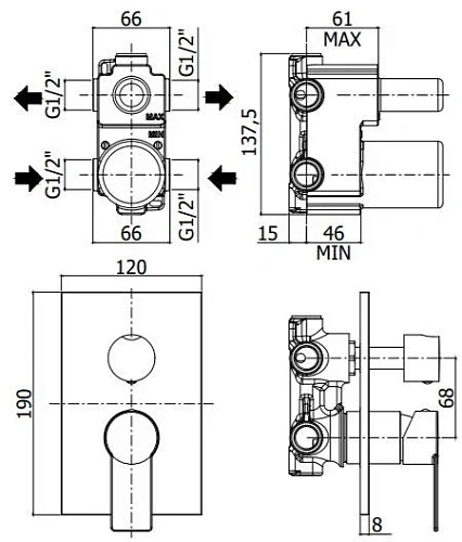 Смеситель для ванны Paffoni Tango TA018CR/М с внутренней частью, хром Смеситель для ванны Paffoni Tango TA018CR/М с внутренней частью, хром