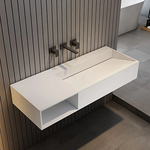 Тумба с раковиной ABBER Stein AS2640-1.2 L подвесная, белая матовая Тумба с раковиной ABBER Stein AS2640-1.2 L подвесная, белая матовая