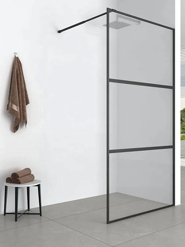 Душевая перегородка Aquanet 100x200 SW-1000BT профиль черный , прозрачное стекло Душевая перегородка Aquanet 100x200 SW-1000BT профиль черный , прозрачное стекло
