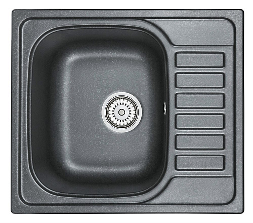 Кухонная мойка Granula 5801, ШВАРЦ (чёрный металлик), кварц 575х495 Кухонная мойка Granula 5801, ШВАРЦ (чёрный металлик), кварц 575х495