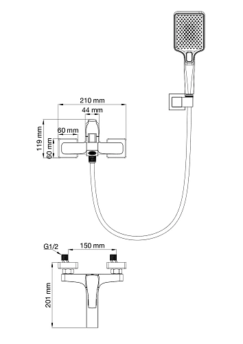 Смеситель для ванны Wonzon & Woghand FLEX брашированный никель (WW-88037072-BN) Смеситель для ванны Wonzon & Woghand FLEX брашированный никель (WW-88037072-BN)