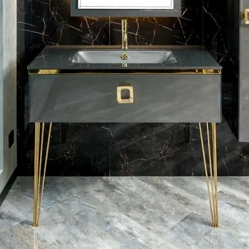 Тумба под раковину Boheme Lucido 100 см глянцевый графит 770-100-GR Тумба под раковину Boheme Lucido 100 см глянцевый графит 770-100-GR