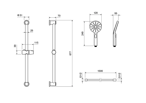 Душевой гарнитур Aquatek ОБЕРОН AQ2016CR Хром Душевой гарнитур Aquatek ОБЕРОН AQ2016CR Хром
