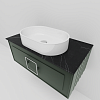 Тумба под раковину La Fenice Cubo Grigio 80 NFNC-01-CUB-G-80-2-GB серо-зеленая матовая с белой ручкой и черной столешницей Тумба под раковину La Fenice Cubo Grigio 80 NFNC-01-CUB-G-80-2-GB серо-зеленая матовая с белой ручкой и черной столешницей