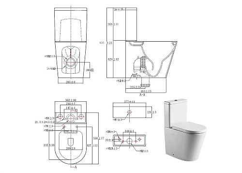 Унитаз напольный Aquatek ОБЕРОН AQ1273S-00 591x362x820 безободковый с бачком тонкое сиденье Унитаз напольный Aquatek ОБЕРОН AQ1273S-00 591x362x820 безободковый с бачком тонкое сиденье
